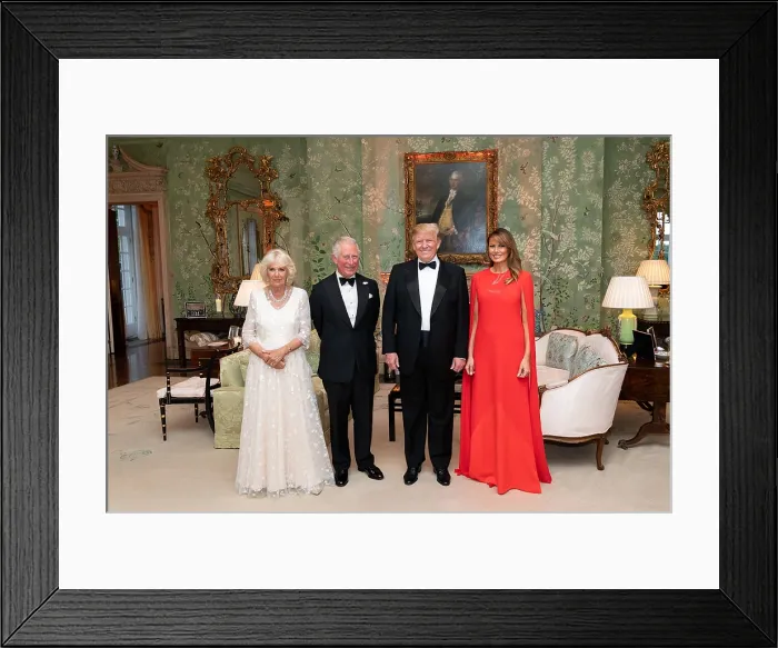 Framed Print : President Donald Trump and First Lady Melania Trump, with The Prince of Wales and The Duchess of Cornwall, at Winfield House, London, June 4, 2019 (BSLOC_2019_6_211)