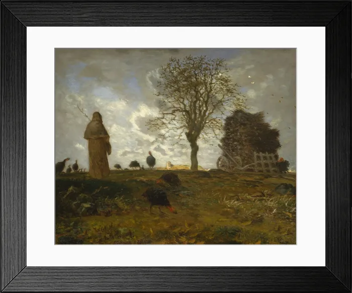 Framed Print : AUTUMN LANDSCAPE WITH A FLOCK OF TURKEYS, by Jean-Francois Millet, 1872-73, French oil painting Framed Print : AUTUMN LANDSCAPE WITH A FLOCK OF TURKEYS, by Jean-Francois Millet, 1872-73, French oil painting