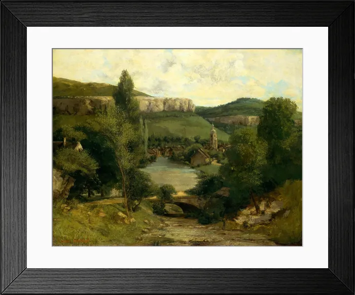 Framed Print : VIEW OF ORNANS, by Gustave Courbet, 1853-57, French painting, oil on canvas. View of the countryside of Courbets native town