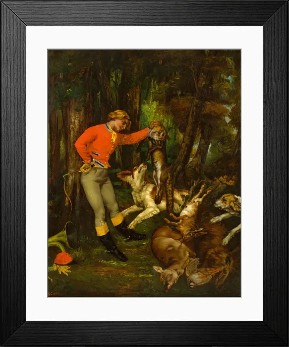 Framed Print : AFTER THE HUNT, by Gustave Courbet, 1859, French painting, oil on canvas Framed Print : AFTER THE HUNT, by Gustave Courbet, 1859, French painting, oil on canvas