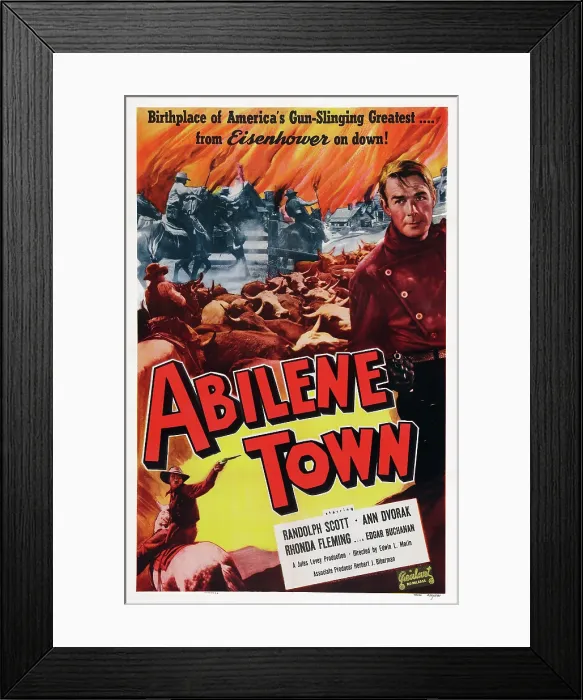 Framed Print : ABILENE TOWN, US poster art, Randolph Scott, 1946 Framed Print : ABILENE TOWN, US poster art, Randolph Scott, 1946