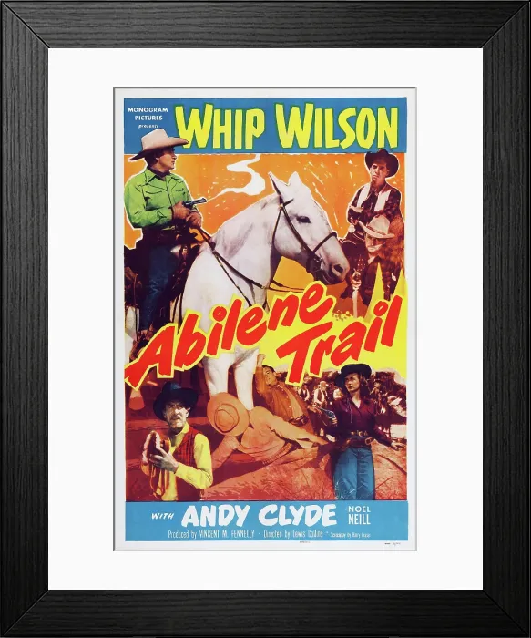 Framed Print : ABILENE TRAIL, top from left: Whip Wilson, Tommy Farrell, Dennis Moore, bottom from left: Andy Clyde, Noel Neill, 1951 Framed Print : ABILENE TRAIL, top from left: Whip Wilson, Tommy Farrell, Dennis Moore, bottom from left: Andy Clyde, Noel Neill, 1951