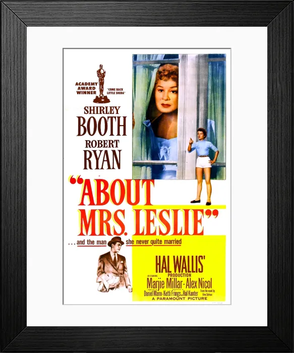 Framed Print : ABOUT MRS. LESLIE, US poster, from top: Shirley Booth, Eilene Janssen, Robert Ryan, 1954 Framed Print : ABOUT MRS. LESLIE, US poster, from top: Shirley Booth, Eilene Janssen, Robert Ryan, 1954