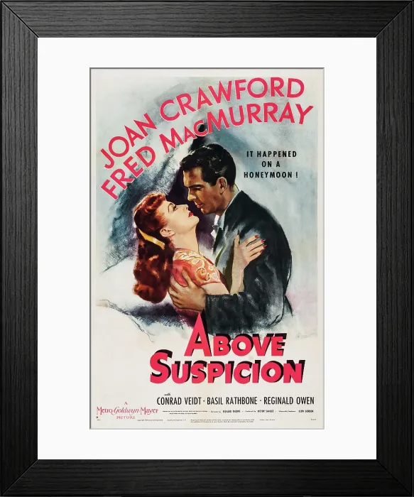 Framed Print : ABOVE SUSPICION, US poster art, from left, Joan Crawford, Fred MacMurray, 1943