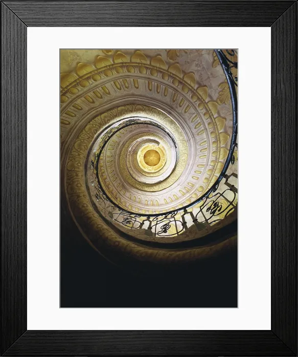 Framed Print : PRANDTAUER, Jakob (1660-1726). Melk Abbey. 1702-1736. AUSTRIA. Melk. Melk Abbey. Spiral staircase that leads to the church. Baroque art. AISA / Everett Collection**US SALES ONLY**