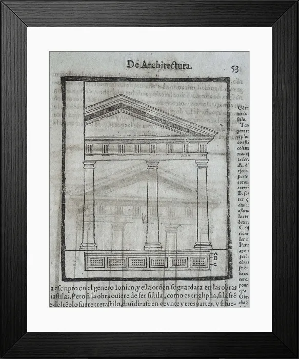 Framed Print : VITRUVIUS, Marcus Vitrubius Pollio (1th century BC). 'De Architectura' (On Architecture), with translation into Spanish by Miguel de Urrea