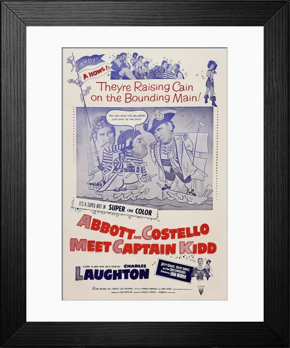 Framed Print : ABBOTT AND COSTELLO MEET CAPTAIN KIDD, US poster art, from left: Bud Abbott, Lou Costello, Charles Laughton, 1952