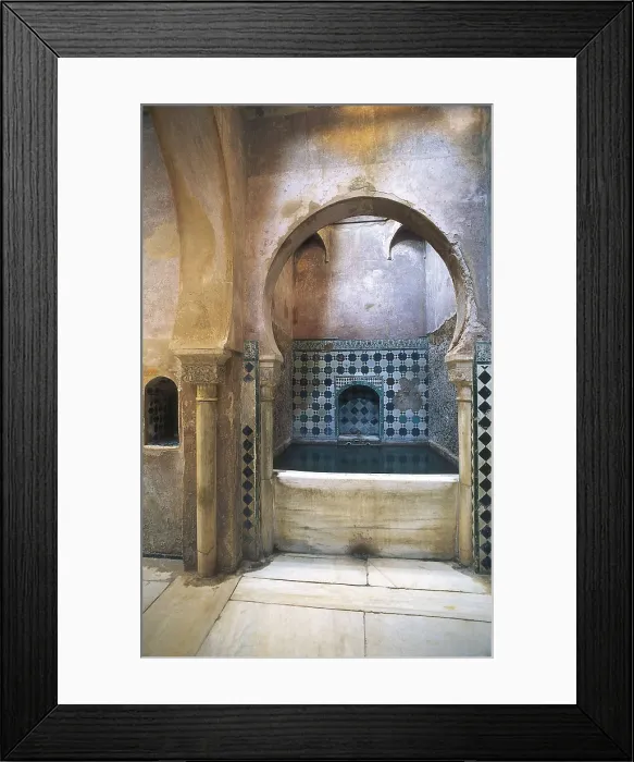 Framed Print : Alhambra. SPAIN. ANDALUSIA. Granada. Alhambra. Comares Baths. Horseshoe arch. Hispano-Moresque art. Nasrid dynasty. Architecture. AISA / Everett Collection**US SALES ONLY**