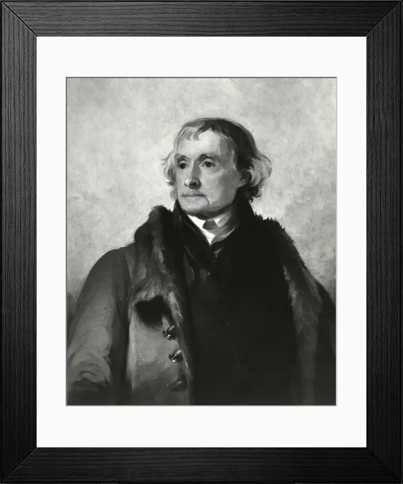 Framed Print : Thomas Jefferson in 1856 posthumous portrait by Thomas Sully, after a work made around 1821 when Jefferson was 73 years old (BSLOC_2019_6_142)