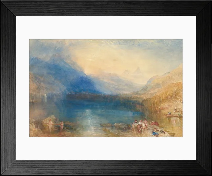 Framed Print : THE LAKE OF ZUG, by Joseph Mallord William Turner, 1843, American watercolor painting. This watercolor was painted in studio from sketches Turner made in the Swiss Alps Framed Print : THE LAKE OF ZUG, by Joseph Mallord William Turner, 1843, American watercolor painting. This watercolor was painted in studio from sketches Turner made in the Swiss Alps