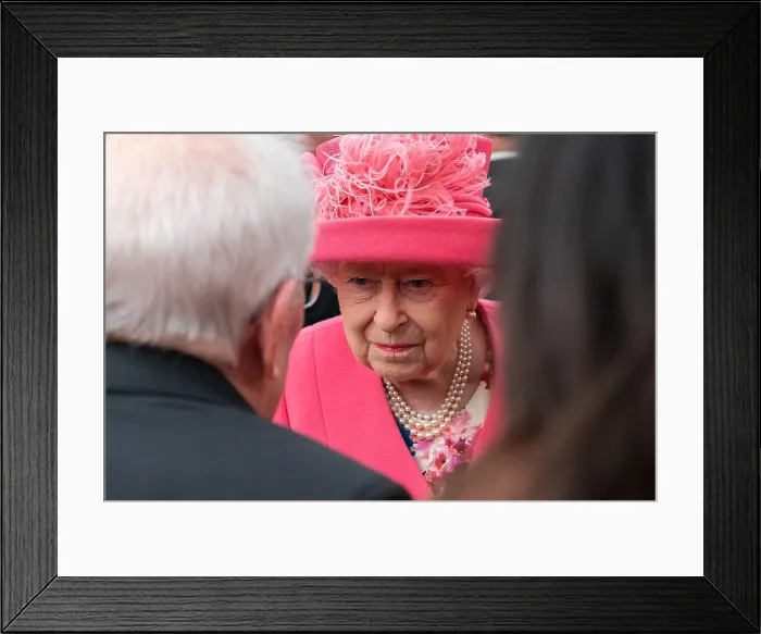 Framed Print : Queen Elizabeth II, meets with World War II veterans and their families at the D-Day National Commemoration, Portsmouth, England, June 5, 2019 (BSLOC_2019_6_214)