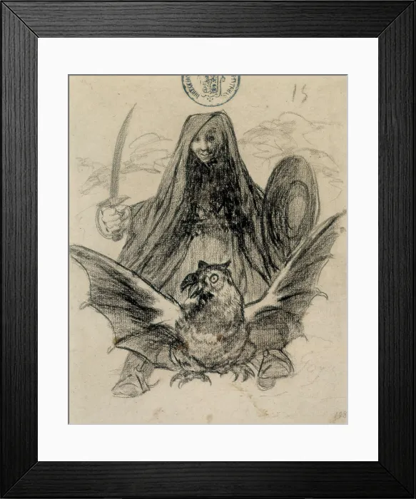 Framed Print : GOYA Y LUCIENTES, Francisco de (1746-1828). Allegory: War or Evil. 1810s. The Death and an owl. Drawing. SPAIN. Madrid. Prado Museum. AISA / Everett Collection**US SALES ONLY**