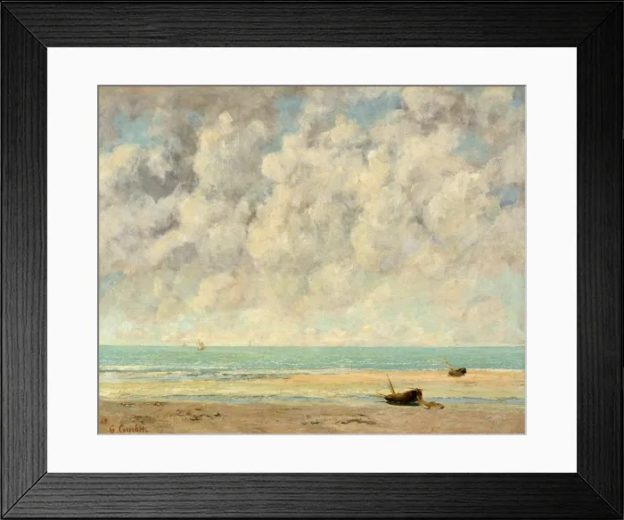 Framed Print : THE CALM SEA, by Gustave Courbet, 1869, French painting, oil on canvas. The English Channel at Etretat, Normandy in August 1869