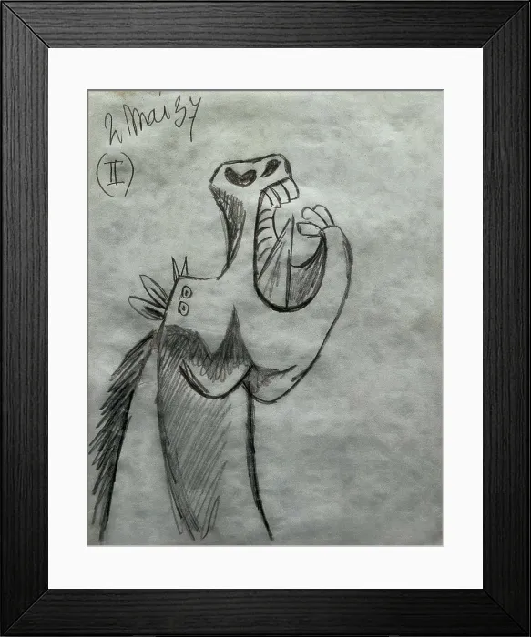 Framed Print : Picasso, Pablo (1881-1973). Sketch for 'Guernica'. Head of the horse I. 1937. Graphite on blue paper. Drawing. SPAIN. Madrid. Reina Sofia Art Centre National Museum