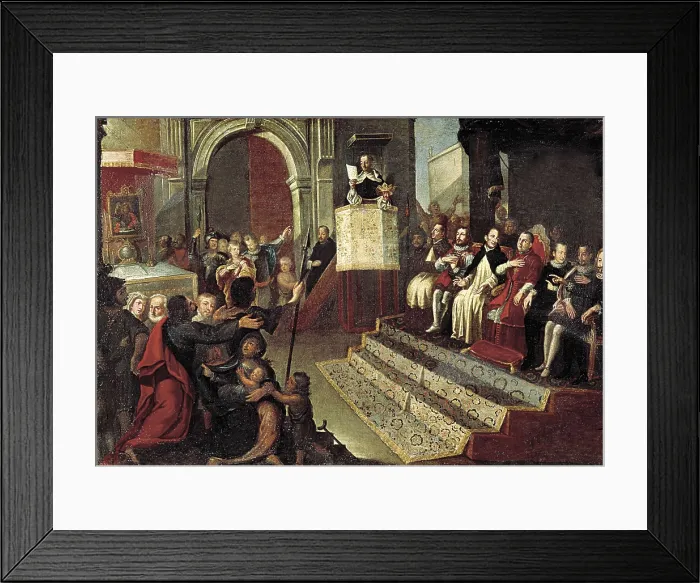 Framed Print : INGLS, Jos (1718-1789). San Vincent Ferrer in the Compromise of Caspe. 18th c. 24th June 1412. Oil on canvas. SPAIN. Valencia. San Pio V Fine Arts Museum