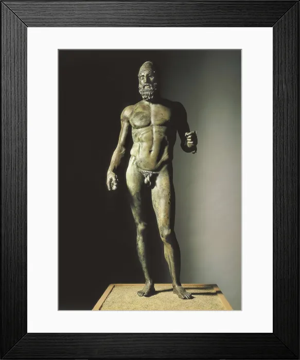 Framed Print : Riace Bronze or Riace warrior. ca. 460 - 430 BC. Classical Greek art. Sculpture on bronze. ITALY. Reggio di Calabria. National Museum of Reggio Calabria. Proc: ITALY. Riace