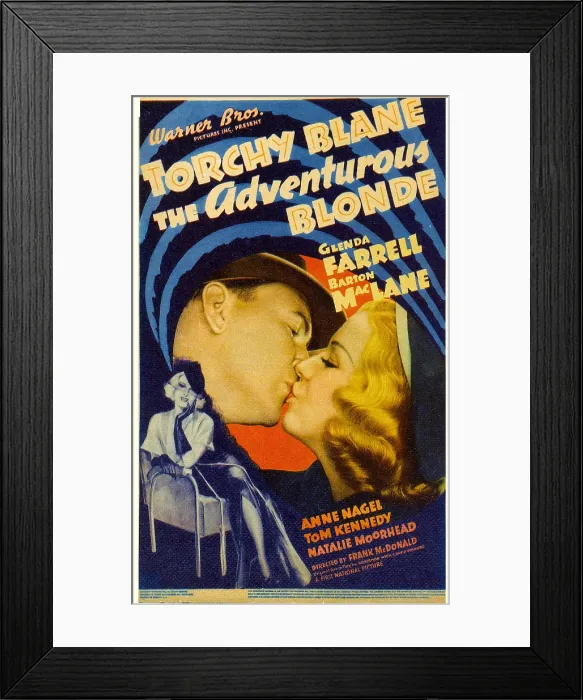 Framed Print : THE ADVENTUROUS BLONDE, from left: Barton MacLane, Glenda Farrell on midget window card, 1937