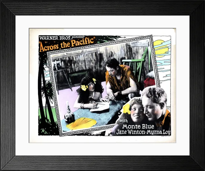 Framed Print : ACROSS THE PACIFIC, from left, Myrna Loy, Monte Blue, 1926