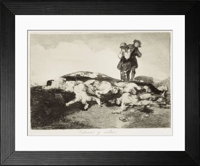 Framed Print : GOYA Y LUCIENTES, Francisco de (1746-1828). Bury them and keep quiet. 1810-1812. Plate 18 of 'The Disasters of War'. Etching. SPAIN. Madrid. National Library