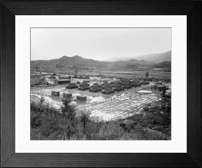 Framed Print : General view of a Korean War MASH, Mobile Army Surgical Hospital. This unit is with the South Korean Army at Wonju, Korea. Sept. 1951. (BSLOC_2014_11_198)