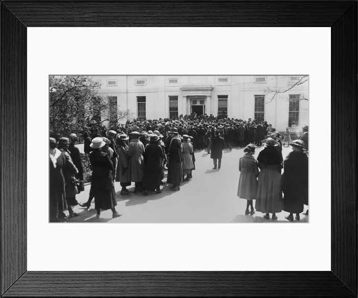 Framed Print : The public waiting in line to shake hands with the President Warren Harding, ca. 1921-23