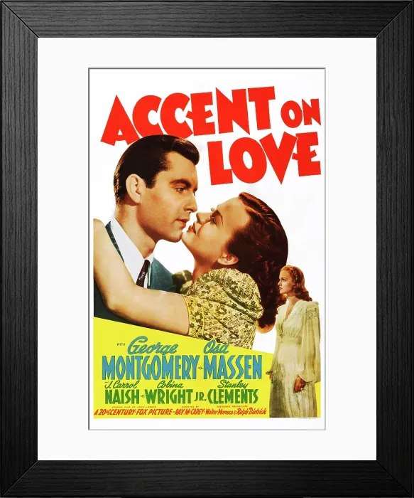 Framed Print : ACCENT ON LOVE, l-r: George Montgomery, Osa Massen, Cobina Wright on poster art, 1941. TM and Copyright 20th Century Fox Film Corp Framed Print : ACCENT ON LOVE, l-r: George Montgomery, Osa Massen, Cobina Wright on poster art, 1941. TM and Copyright 20th Century Fox Film Corp