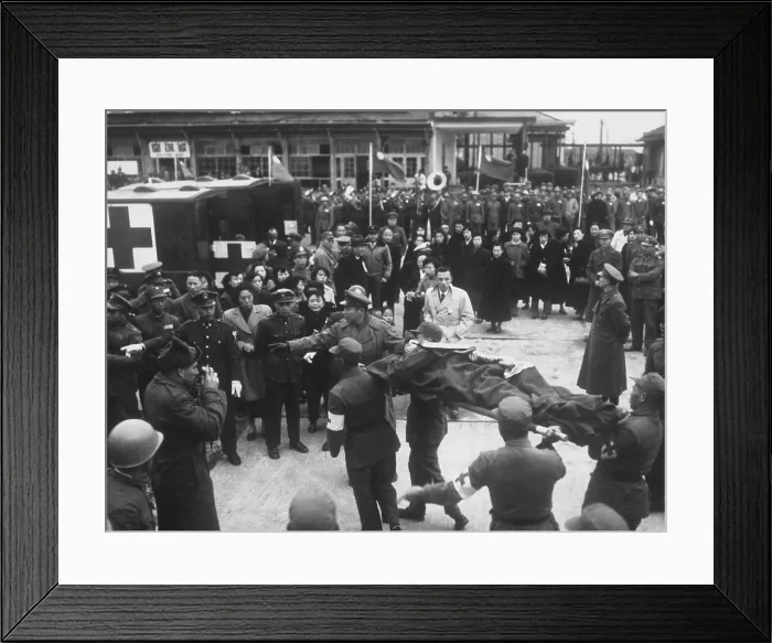 Framed Print : Chinese litter patients are carried from a C-54 in Taiwan following their flight from Korea. The former Chinese POWs chose not to return to mainland China Framed Print : Chinese litter patients are carried from a C-54 in Taiwan following their flight from Korea. The former Chinese POWs chose not to return to mainland China