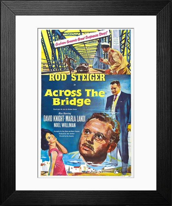 Framed Print : ACROSS THE BRIDGE, US poster, Rod Steiger, 1957