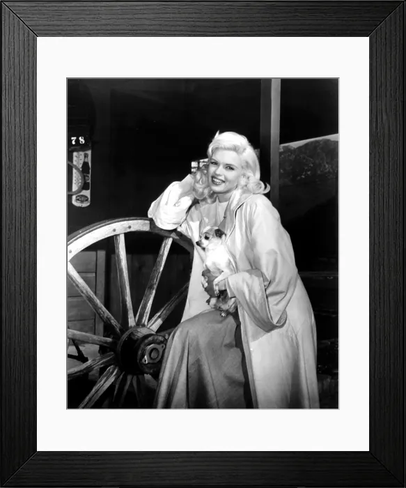 Framed Print : THE WAYWARD BUS, Jayne Mansfield, on-set, with one of her many chihuahuas, 1957, TM and Copyright 20th Century Fox Film Corp. All rights reserved. Courtesy: Everett Collection