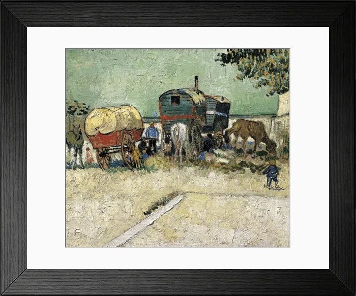 Framed Print : GOGH, Vincent van (1853-1890). The Caravans, Gypsy Camp near Arles. 1888. Painted in August. Post-Impressionism. Oil on canvas. FRANCE. Paris. Muse d'Orsay (Orsay Museum)