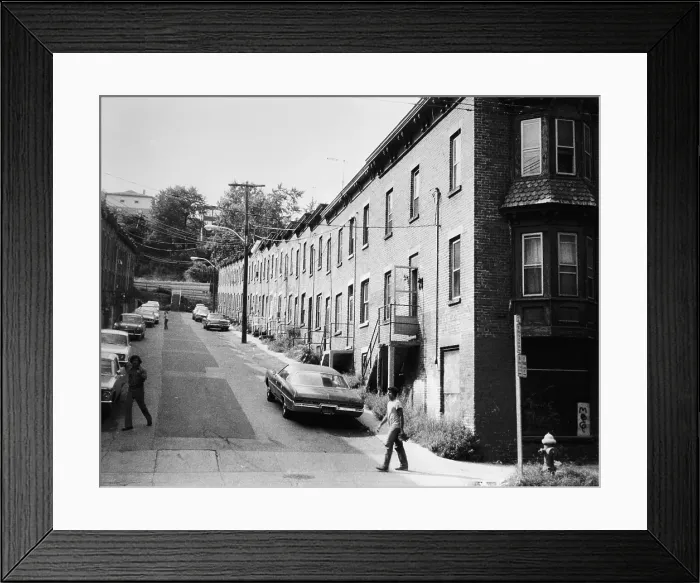 Framed Print : Yonkers, New York, ca. 1980. Moquette Row Housing, built in the 1880s, with each individual house, approximately 17 - 20 feet wide Framed Print : Yonkers, New York, ca. 1980. Moquette Row Housing, built in the 1880s, with each individual house, approximately 17 - 20 feet wide