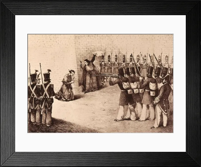 Framed Print : Spain. First Carlist War. Shooting of Ramn Cabrera's mother (Tortosa, 16th February 1936). Engraving. SPAIN. Madrid. National Library. AISA / Everett Collection**US SALES ONLY**