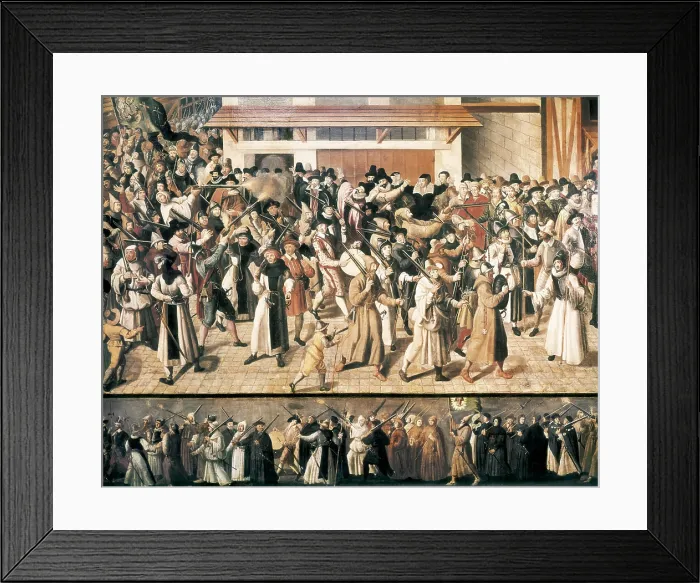 Framed Print : Procession of the Holy League Leaving the Saint-Jean Arch. 1590. Detail. French anonymous. Oil on canvas. FRANCE. Paris. Muse Carnavalet (Carnavalet Museum) Framed Print : Procession of the Holy League Leaving the Saint-Jean Arch. 1590. Detail. French anonymous. Oil on canvas. FRANCE. Paris. Muse Carnavalet (Carnavalet Museum)