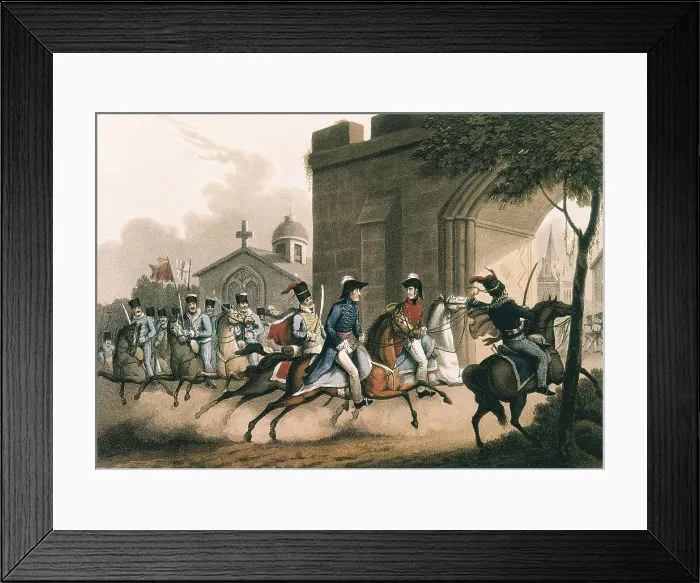 Framed Print : Spain. Peninsular War (1808-1814). Entrance of Lord Wellington into Salamanca at the head of a regiment of hussars. Litography. AISA / Everett Collection**US SALES ONLY** Framed Print : Spain. Peninsular War (1808-1814). Entrance of Lord Wellington into Salamanca at the head of a regiment of hussars. Litography. AISA / Everett Collection**US SALES ONLY**