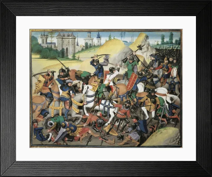 Framed Print : First Crusade. Conquest of Antiochia (1098). Picture from the 'History of Emperors' (14th c.). Gothic art. Miniature Painting. FRANCE. Paris