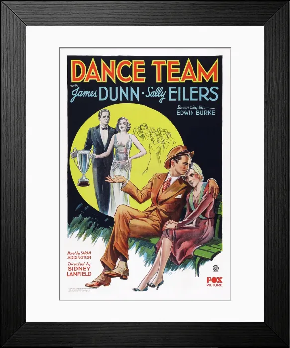 Framed Print : DANCE TEAM, US poster art, from left: James Dunn, Sally Eilers, 1932. TM and Copyright 20th Century-Fox Film Corp. All Rights Reserved / courtesy Everett Collection Framed Print : DANCE TEAM, US poster art, from left: James Dunn, Sally Eilers, 1932. TM and Copyright 20th Century-Fox Film Corp. All Rights Reserved / courtesy Everett Collection
