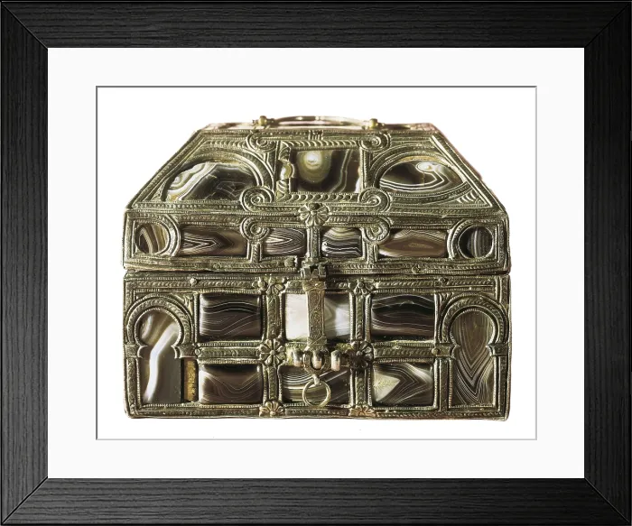 Framed Print : Small chest of the agates. 11th c. Made of silver, agate and wood. Mozarabic art. Jewelry. SPAIN. Madrid. National Museum of Archaeology. Proc: SPAIN. Len
