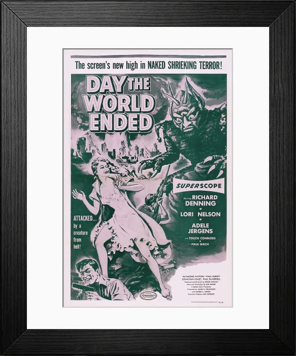 Framed Print : DAY THE WORLD ENDED, US poster, from top: Lori Nelson, Richard Denning, 1955 Framed Print : DAY THE WORLD ENDED, US poster, from top: Lori Nelson, Richard Denning, 1955