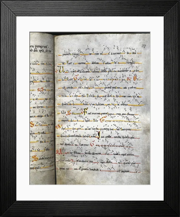 Framed Print : Antiphonary (12th c.). SPAIN. Monistrol de Montserrat. Monastery of Montserrat. AISA / Everett Collection**US SALES ONLY**
