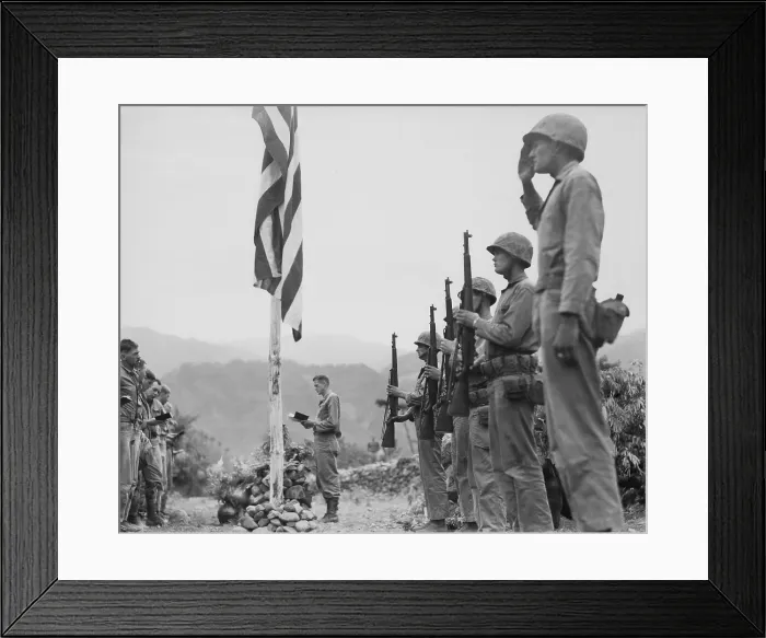 Framed Print : Fifth Marine Regiment, Memorial Services held in the field during the Korean War. June 21, 1951. (BSLOC_2014_11_206)