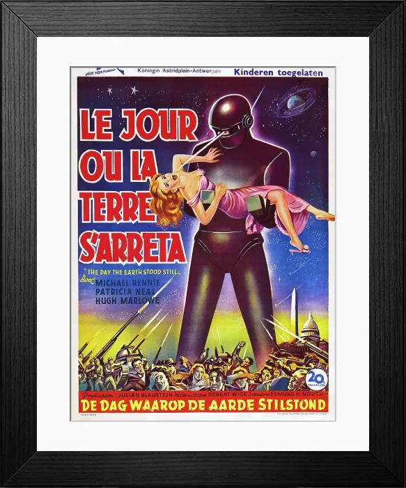 Framed Print : THE DAY THE EARTH STOOD STILL, (aka LE JOUR OU LA TERRE SARRETA), Patricia Neal on Belgian poster art, 1951