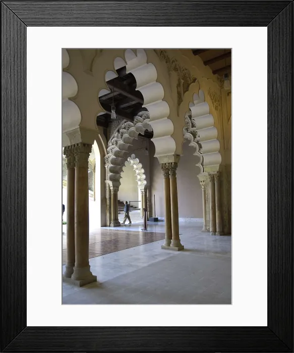 Framed Print : Aljaferia Palace. 11th c. SPAIN. Zaragoza. La Aljaferia Palace. Aljafera Palace. Hispano-Moresque art. Taifas Kingdoms period. Architecture
