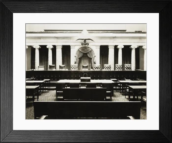 Framed Print : Old Senate Chamber was used by the Supreme Court from 1860 until 1935, as photographed in 1935. (BSLOC_2013_8_50) Framed Print : Old Senate Chamber was used by the Supreme Court from 1860 until 1935, as photographed in 1935. (BSLOC_2013_8_50)