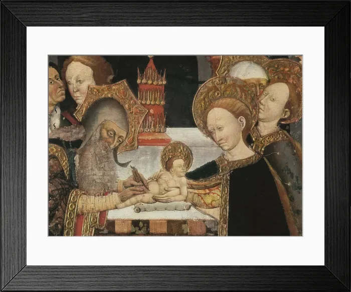 Framed Print : FERRER II, Jaume (15th century). Altarpiece from Verd. 1432-1434. Detail with the Circumcision of Christ. Gothic art. Tempera on wood. SPAIN. Vic. Vic Episcopal Museum