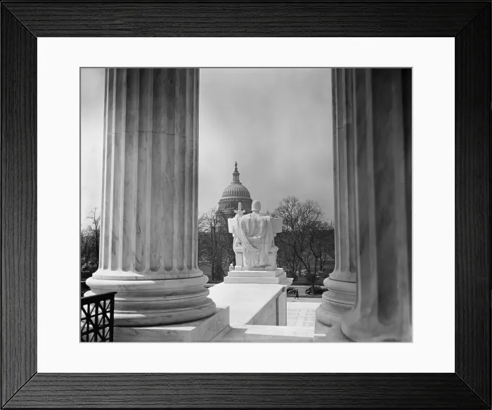 Framed Print : View of the U.S. Capitol from the portico of the new Supreme Court Building. March 1937. Photo was taken during FDR's Court packing initiative. (BSLOC_2013_8_51) Framed Print : View of the U.S. Capitol from the portico of the new Supreme Court Building. March 1937. Photo was taken during FDR's Court packing initiative. (BSLOC_2013_8_51)