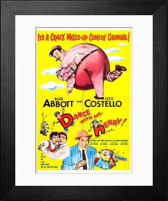 Framed Print : DANCE WITH ME, HENRY!, US poster, Lou Costello (top center), Bud Abbott (bottom center), 1956