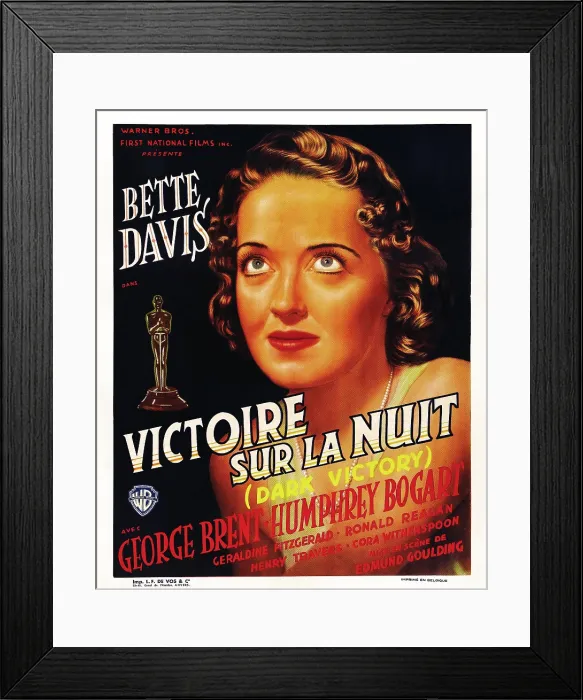 Framed Print : DARK VICTORY, (aka VICTOIRE SUR LA NUIT), Belgian poster art, Bette Davis, 1939 Framed Print : DARK VICTORY, (aka VICTOIRE SUR LA NUIT), Belgian poster art, Bette Davis, 1939
