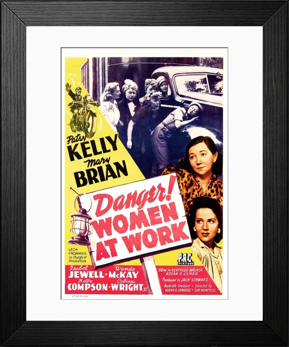 Framed Print : DANGER! WOMEN AT WORK, US poster, middle right: Patsy Kelly, Mary Brian, 1943