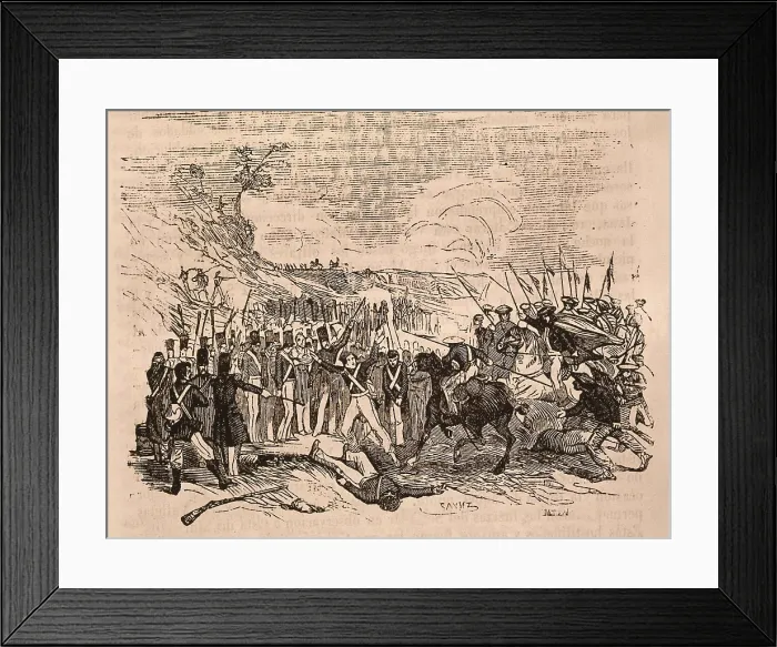 Framed Print : Spain. First Carlist War (1837). Action won by Ramn Cabrera in Pla del Pou. Engraving. SPAIN. Madrid. National Library. AISA / Everett Collection**US SALES ONLY**