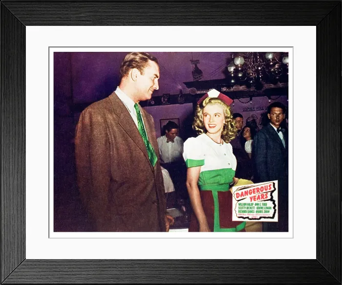 Framed Print : DANGEROUS YEARS, US lobbycard, from left: Donald Curtis, Marilyn Monroe, 1947